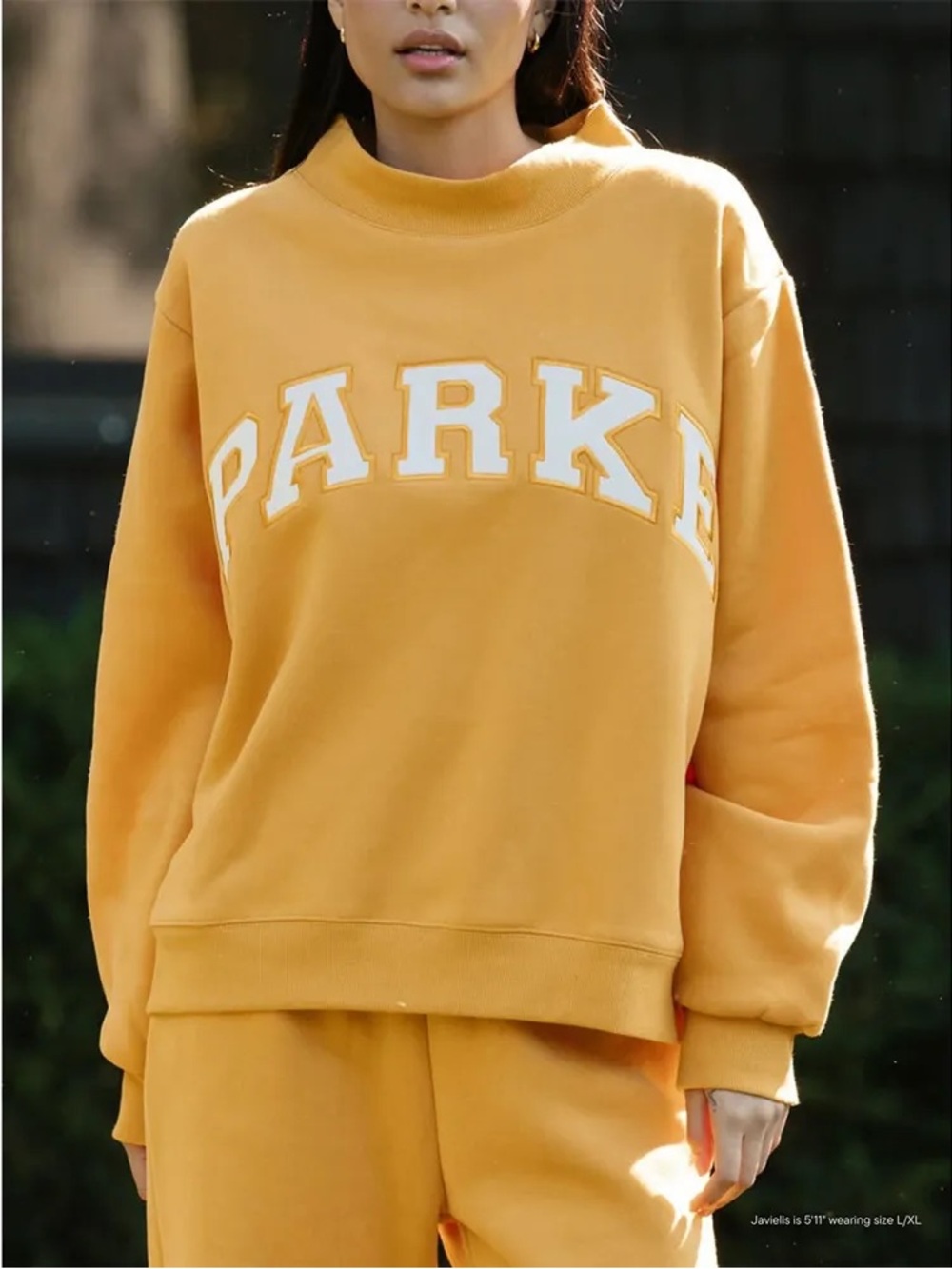 RARE Parke Apricot Yellow Mockneck Sweatshirt with Logo, Size L/XL Women’s